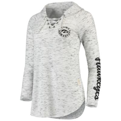 NCAA Iowa Hawkeyes Space Dye Lace-Up V-Neck Long Sleeve T-Shirt