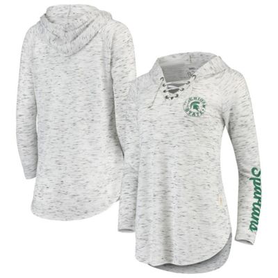 NCAA Michigan State Spartans Space Dye Lace-Up V-Neck Long Sleeve T-Shirt