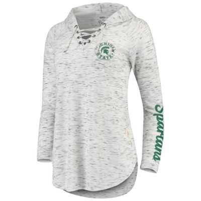 NCAA Michigan State Spartans Space Dye Lace-Up V-Neck Long Sleeve T-Shirt