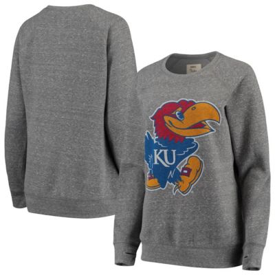 NCAA ed Kansas Jayhawks Big Team Logo Knobi Fleece Tri-Blend Crew Neck Sweatshirt