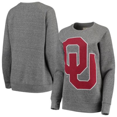 NCAA ed Oklahoma Sooners Big Team Logo Knobi Fleece Tri-Blend Crew Neck Sweatshirt