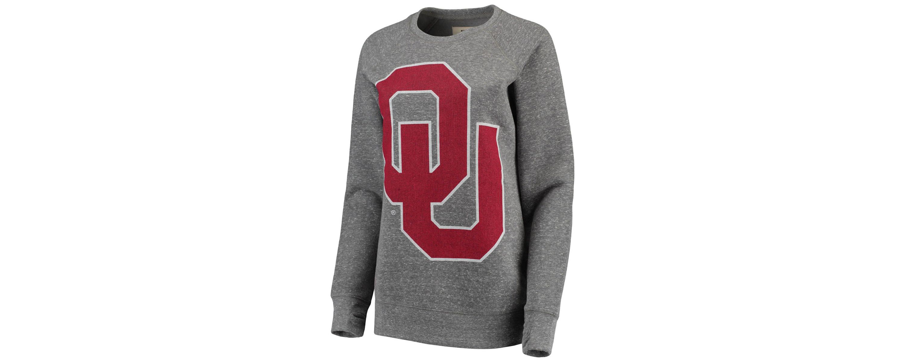 NCAA ed Oklahoma Sooners Big Team Logo Knobi Fleece Tri-Blend Crew Neck Sweatshirt