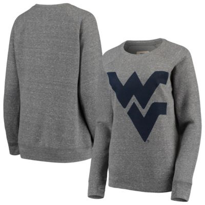 NCAA ed West Virginia Mountaineers Big Team Logo Knobi Fleece Tri-Blend Crew Neck Sweatshirt