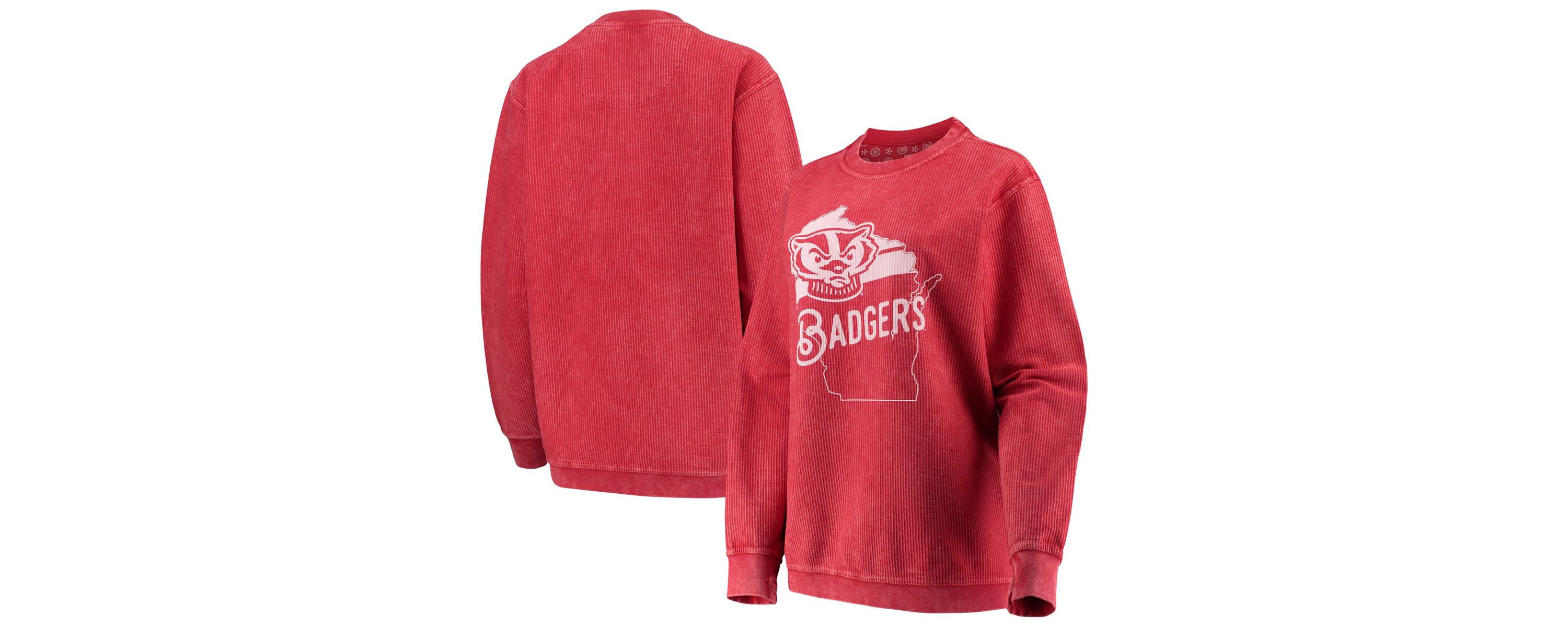 NCAA Wisconsin Badgers Comfy Cord Corduroy Crewneck Sweatshirt