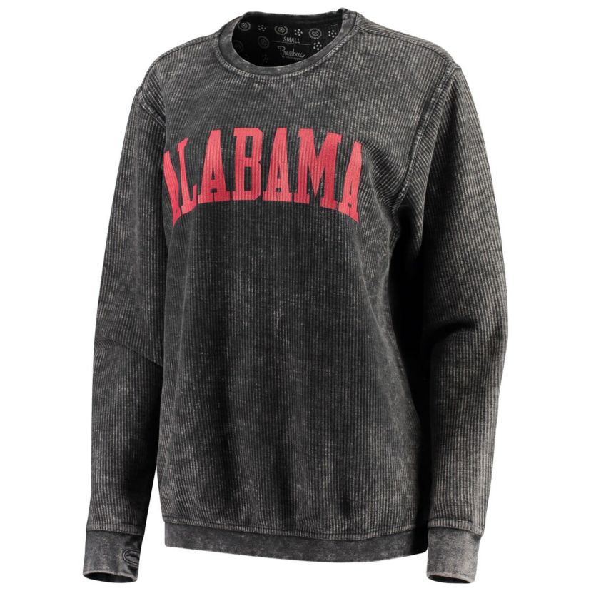 Alabama Crimson Tide NCAA Alabama Tide Comfy Cord Vintage Wash Basic Arch Pullover Sweatshirt