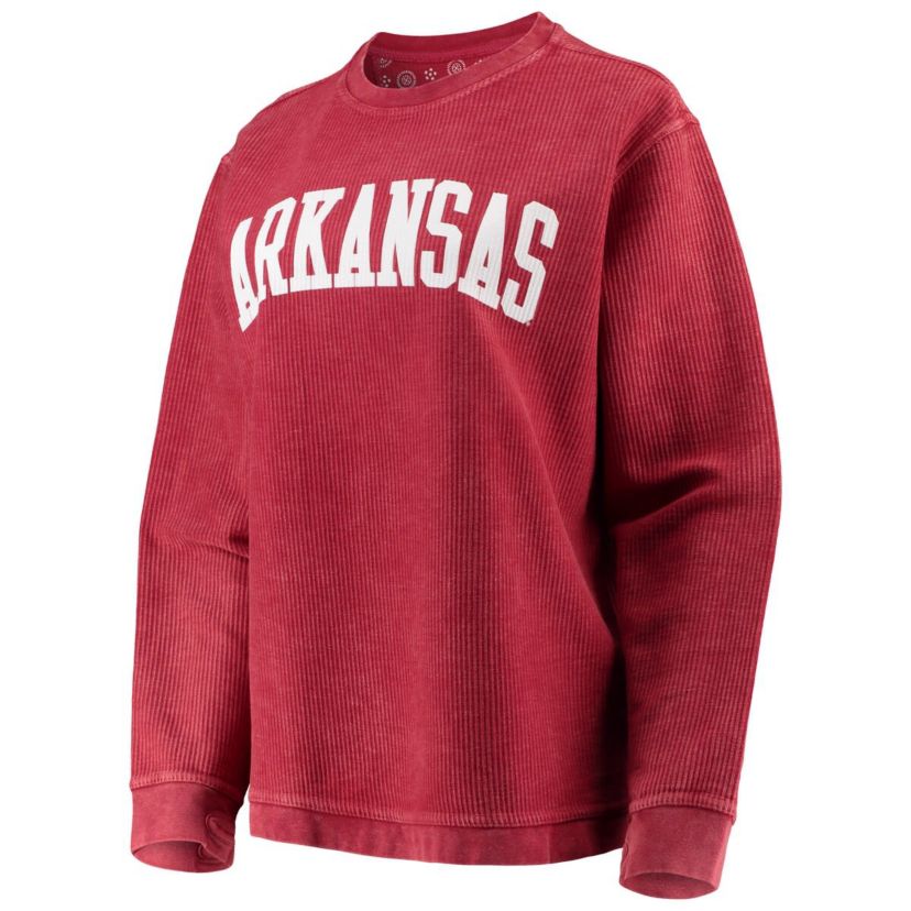 NCAA Arkansas Razorbacks Comfy Cord Vintage Wash Basic Arch Pullover Sweatshirt