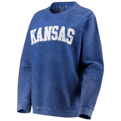 NCAA Kansas Jayhawks Comfy Cord Vintage Wash Basic Arch Pullover Sweatshirt