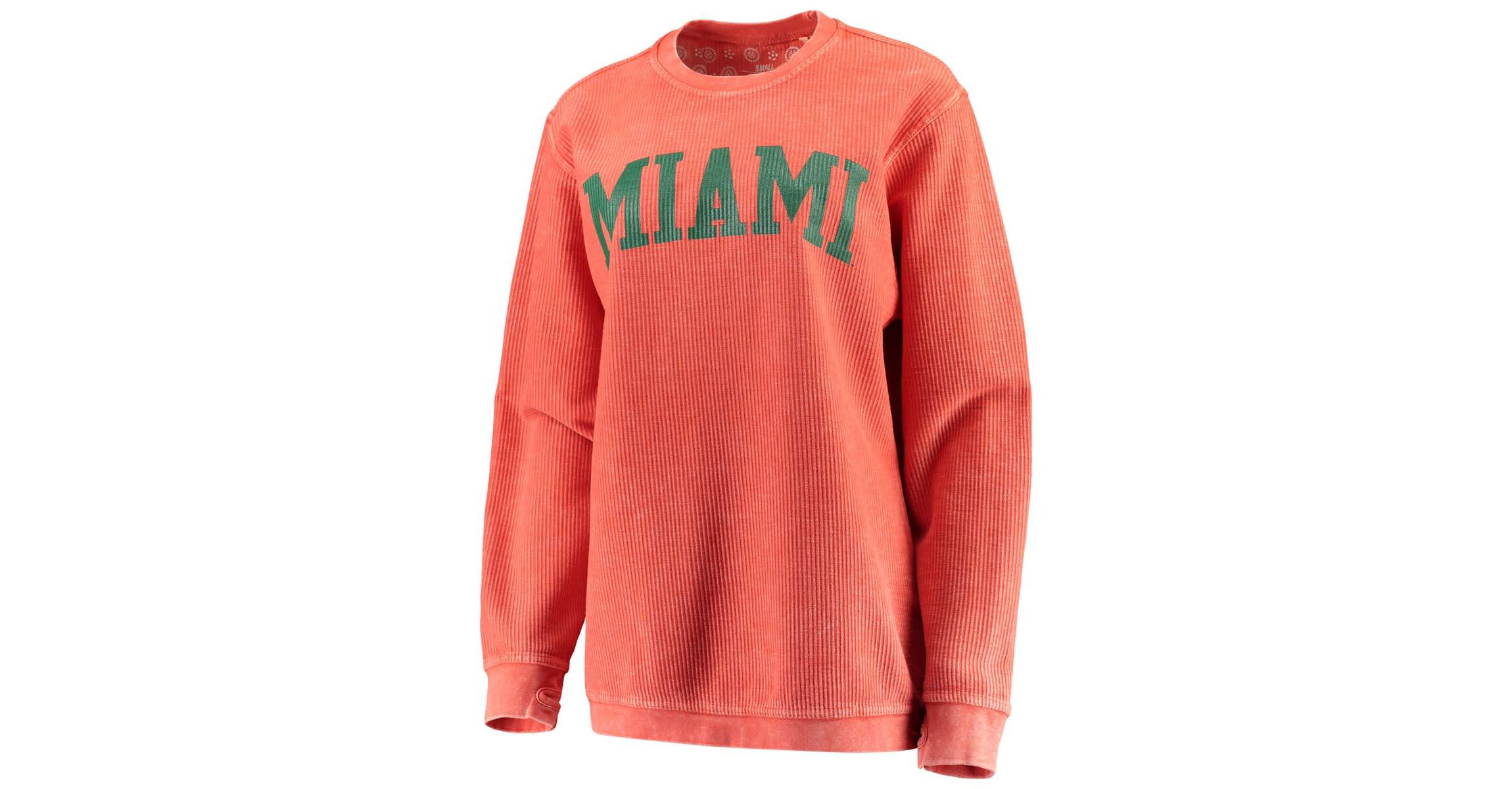 Miami (FL) Hurricanes NCAA Miami Hurricanes Comfy Cord Vintage Wash Basic Arch Pullover Sweatshirt