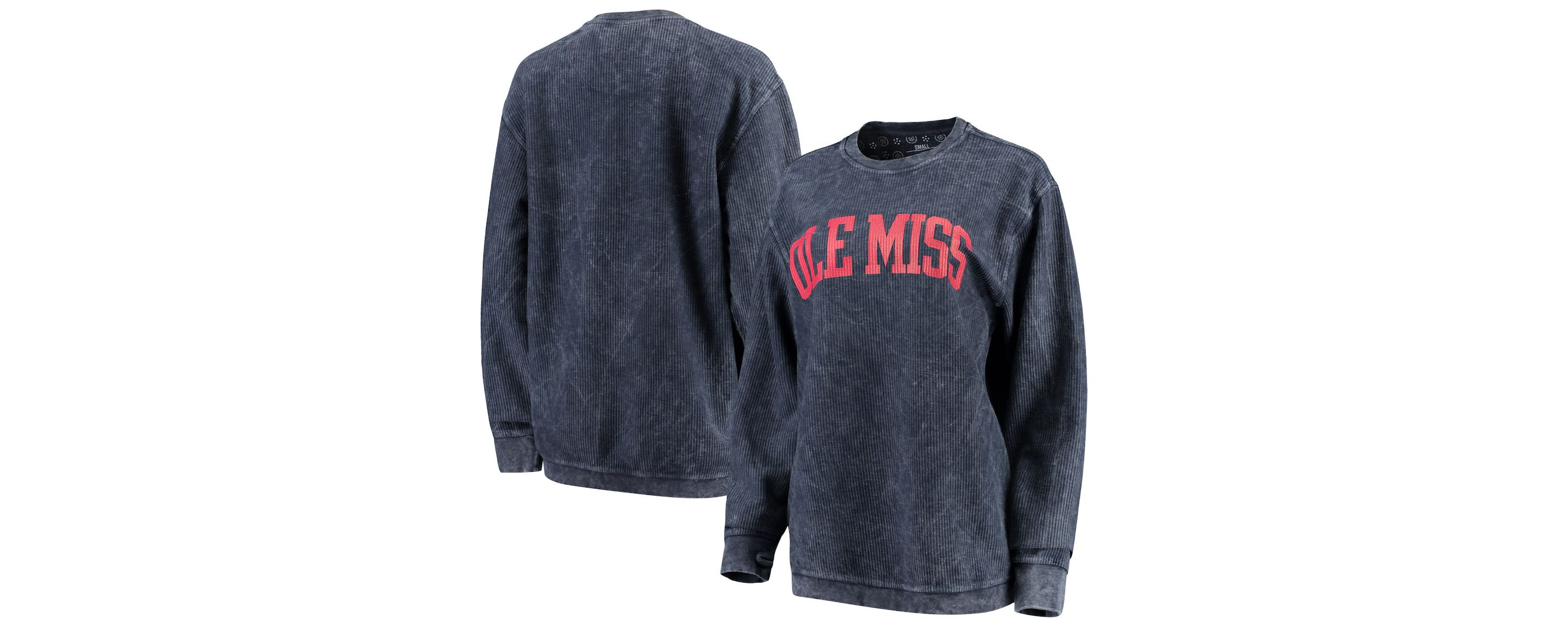 NCAA Ole Miss Rebels Comfy Cord Vintage Wash Basic Arch Pullover Sweatshirt