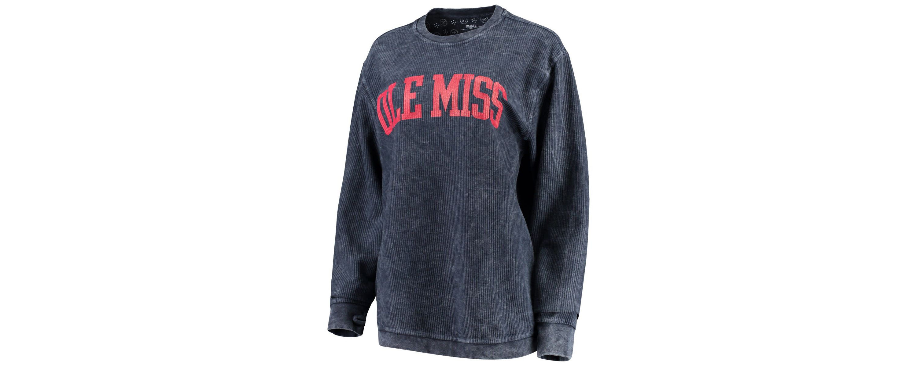 NCAA Ole Miss Rebels Comfy Cord Vintage Wash Basic Arch Pullover Sweatshirt