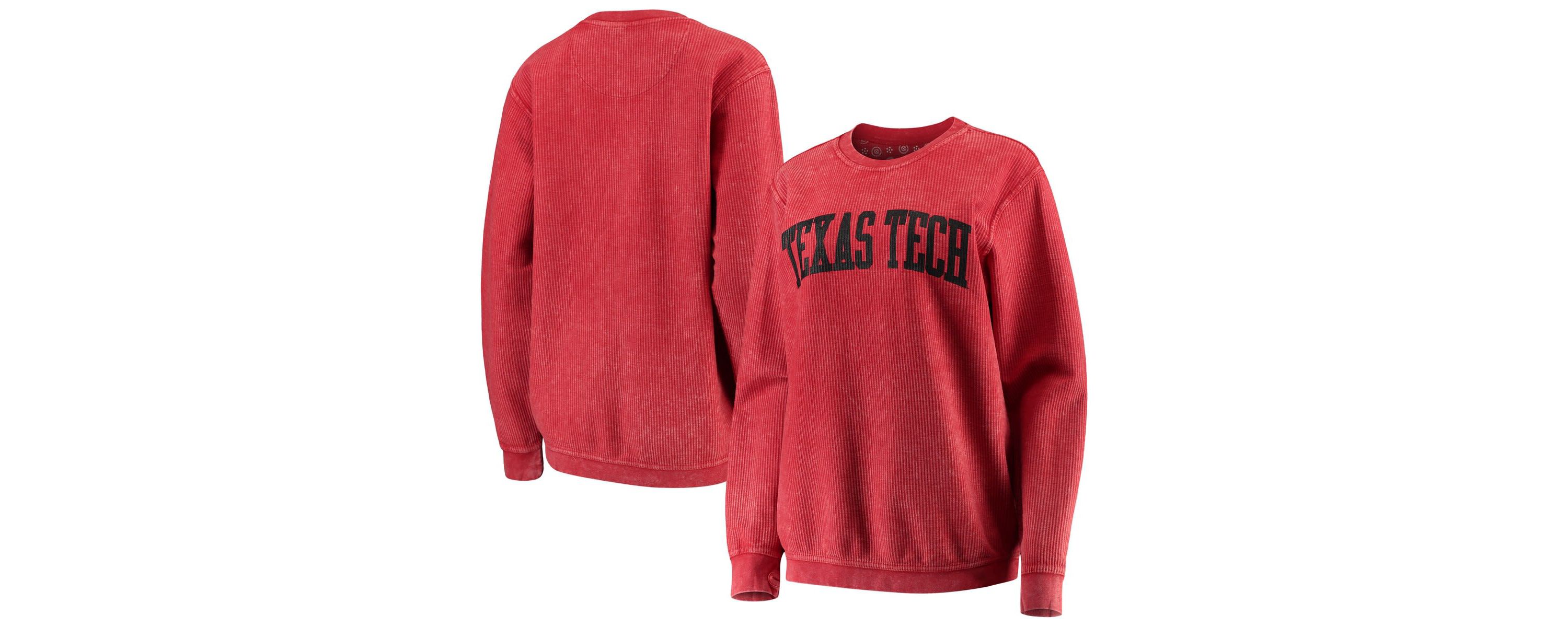 Texas Tech Red Raiders NCAA Texas Tech Raiders Comfy Cord Vintage Wash Basic Arch Pullover Sweatshirt