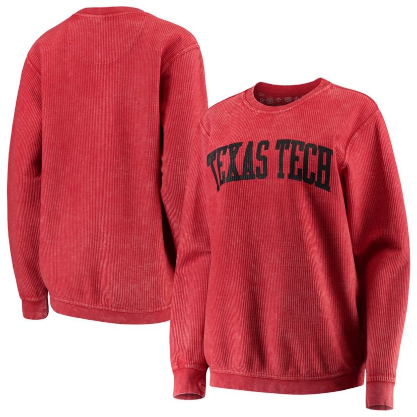 Texas Tech Red Raiders NCAA Texas Tech Raiders Comfy Cord Vintage Wash Basic Arch Pullover Sweatshirt