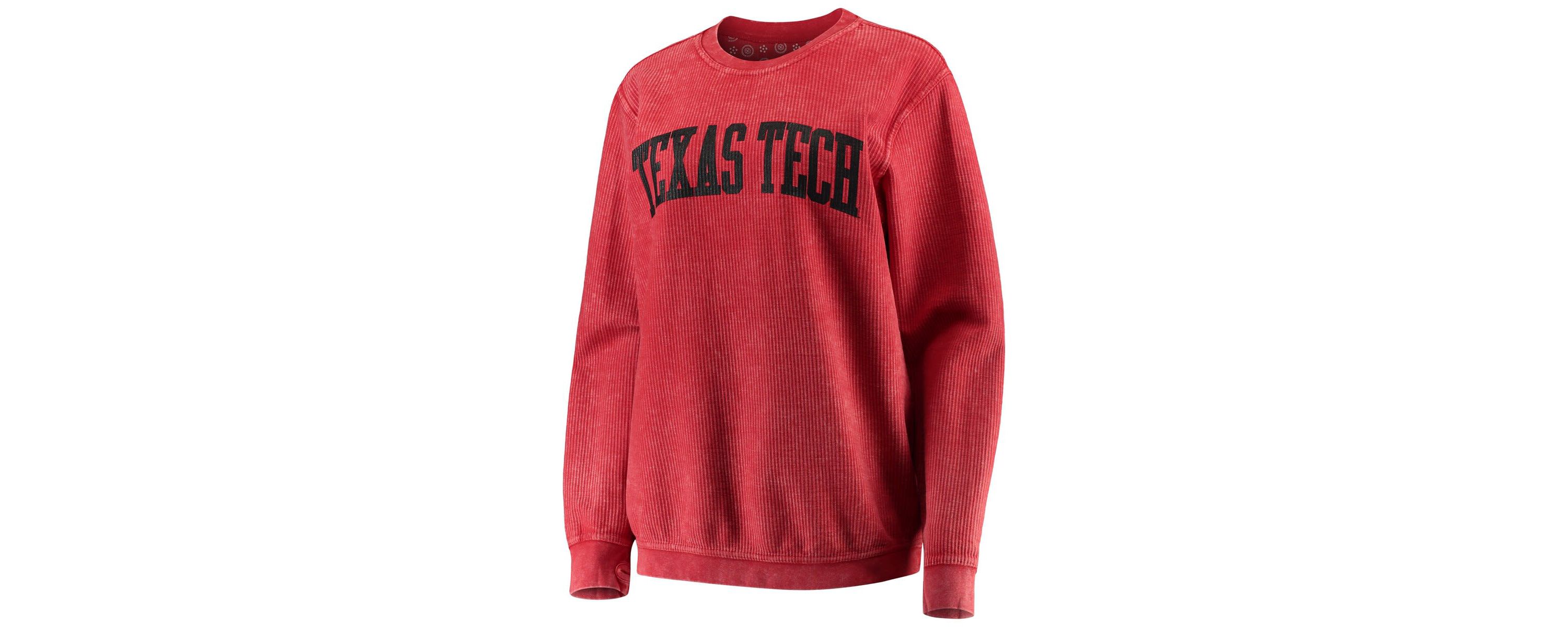 Texas Tech Red Raiders NCAA Texas Tech Raiders Comfy Cord Vintage Wash Basic Arch Pullover Sweatshirt