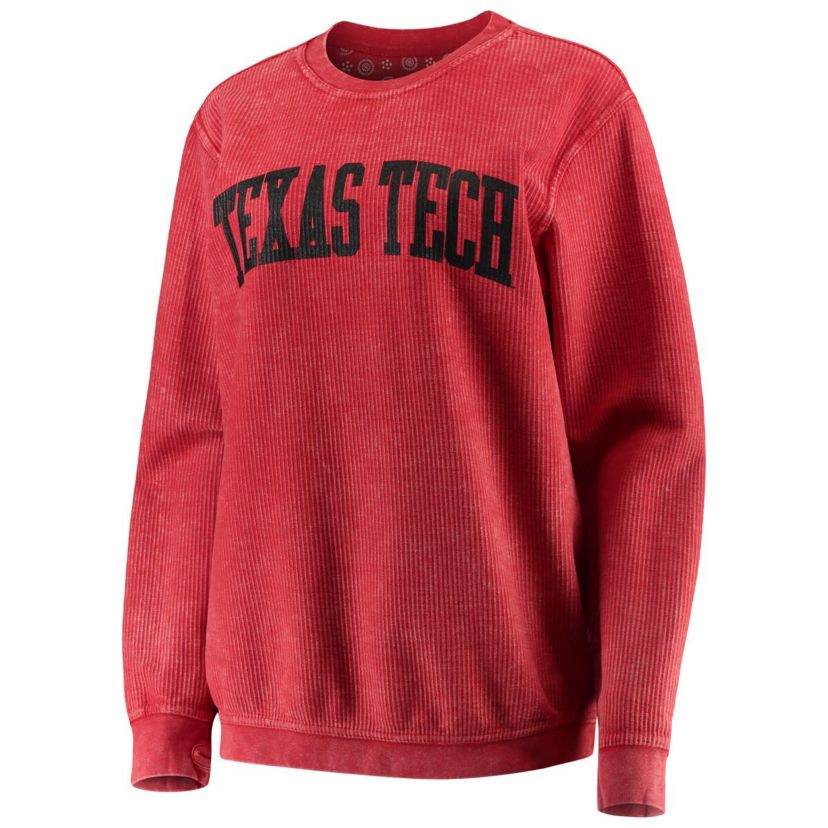 Texas Tech Red Raiders NCAA Texas Tech Raiders Comfy Cord Vintage Wash Basic Arch Pullover Sweatshirt