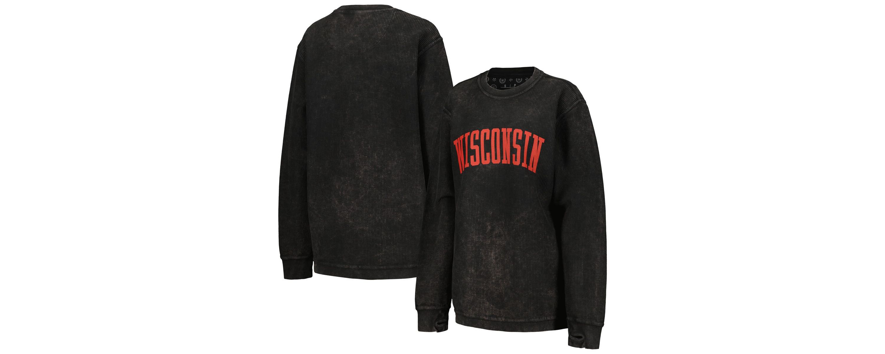 NCAA Wisconsin Badgers Comfy Cord Vintage Wash Basic Arch Pullover Sweatshirt