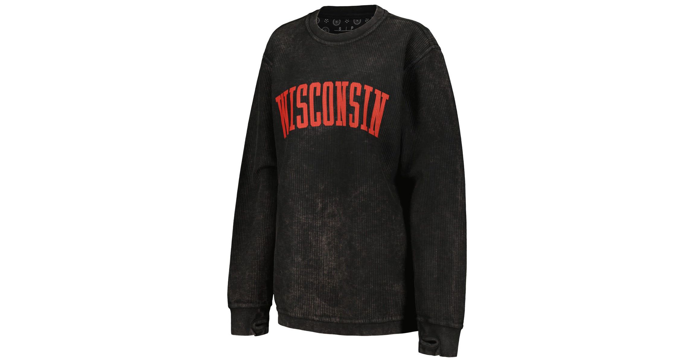 NCAA Wisconsin Badgers Comfy Cord Vintage Wash Basic Arch Pullover Sweatshirt