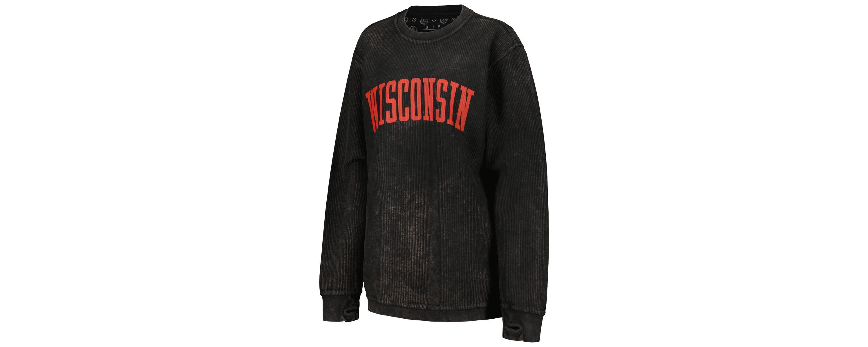 NCAA Wisconsin Badgers Comfy Cord Vintage Wash Basic Arch Pullover Sweatshirt
