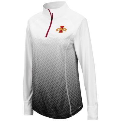 NCAA White/Black Iowa State Cyclones Magic Ombre Lightweight Fitted Quarter-Zip Long Sleeve Top