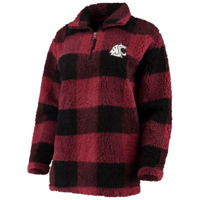 NCAA Washington State Cougars Plaid Sherpa Quarter-Zip Pullover Jacket