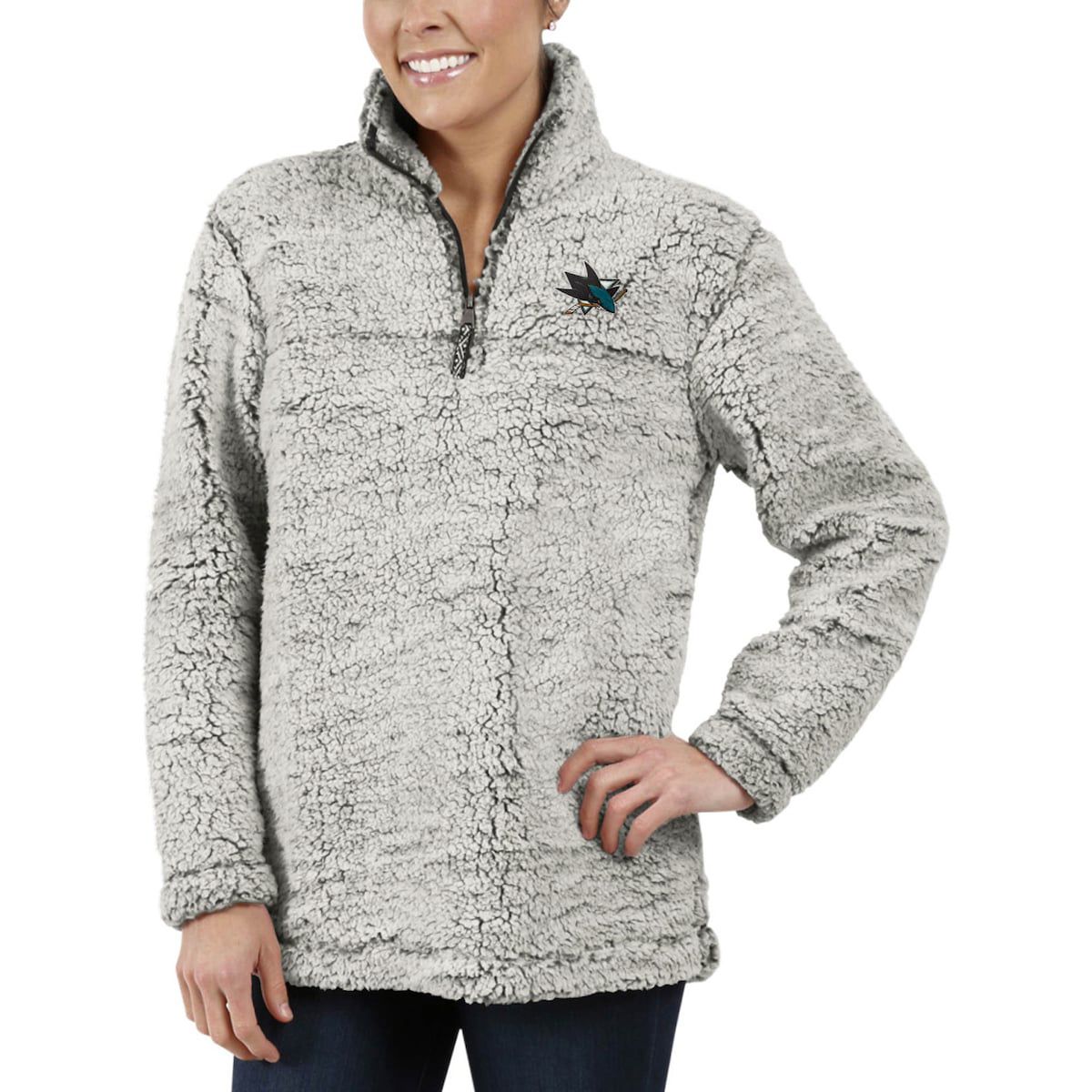 NHL San Jose Sharks Sherpa Quarter-Zip Pullover Jacket