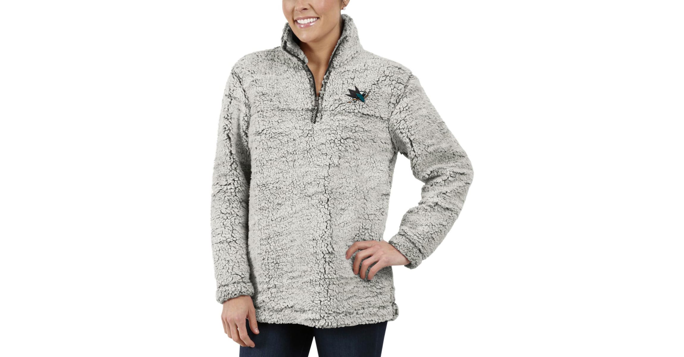 NHL San Jose Sharks Sherpa Quarter-Zip Pullover Jacket