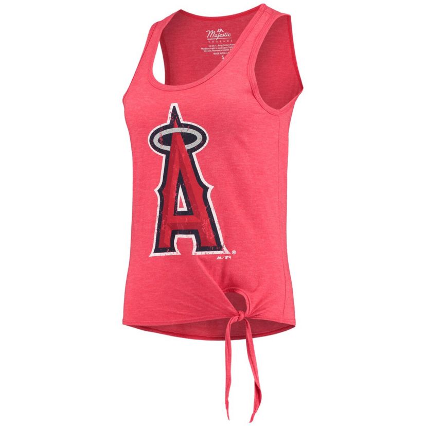 MLB Los Angeles Angels Scoop Neck Racerback Side Tie Tri-Blend Tank Top