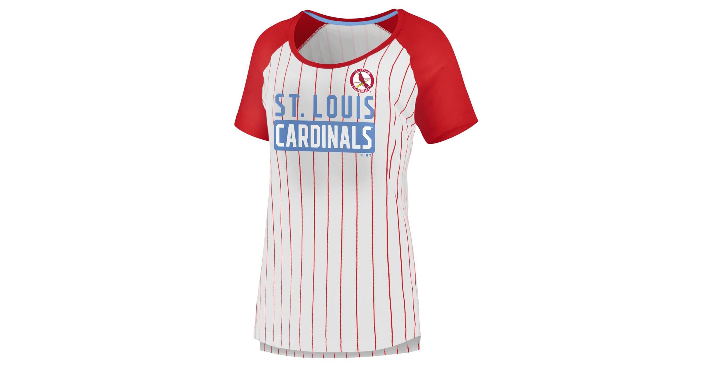 MLB Fanatics St. Louis Cardinals Cooperstown Collection Iconic Pinstripe Raglan Scoop Neck T-Shirt