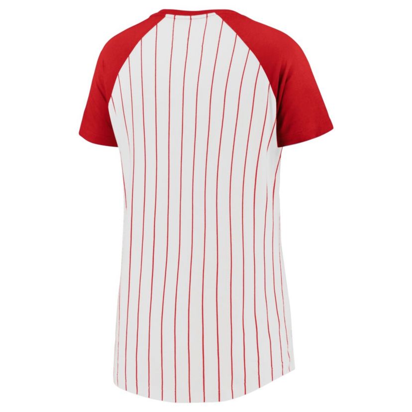 MLB Fanatics St. Louis Cardinals Cooperstown Collection Iconic Pinstripe Raglan Scoop Neck T-Shirt