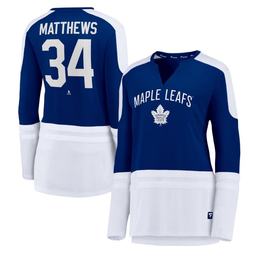 NHL Auston Matthews Toronto Maple Leafs Power Player Long Sleeve Notch Neck T-Shirt