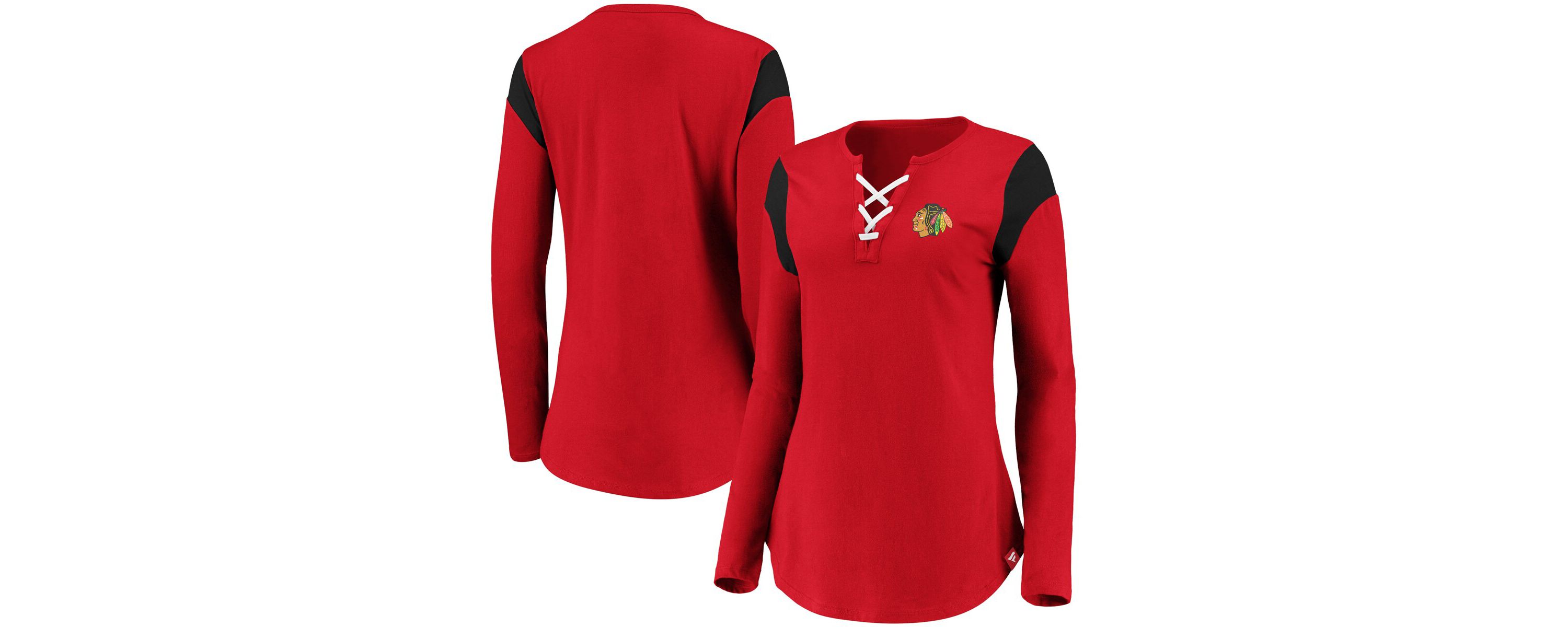 NHL Chicago Blackhawks Iconic Long Sleeve Lace-Up V-Neck T-Shirt