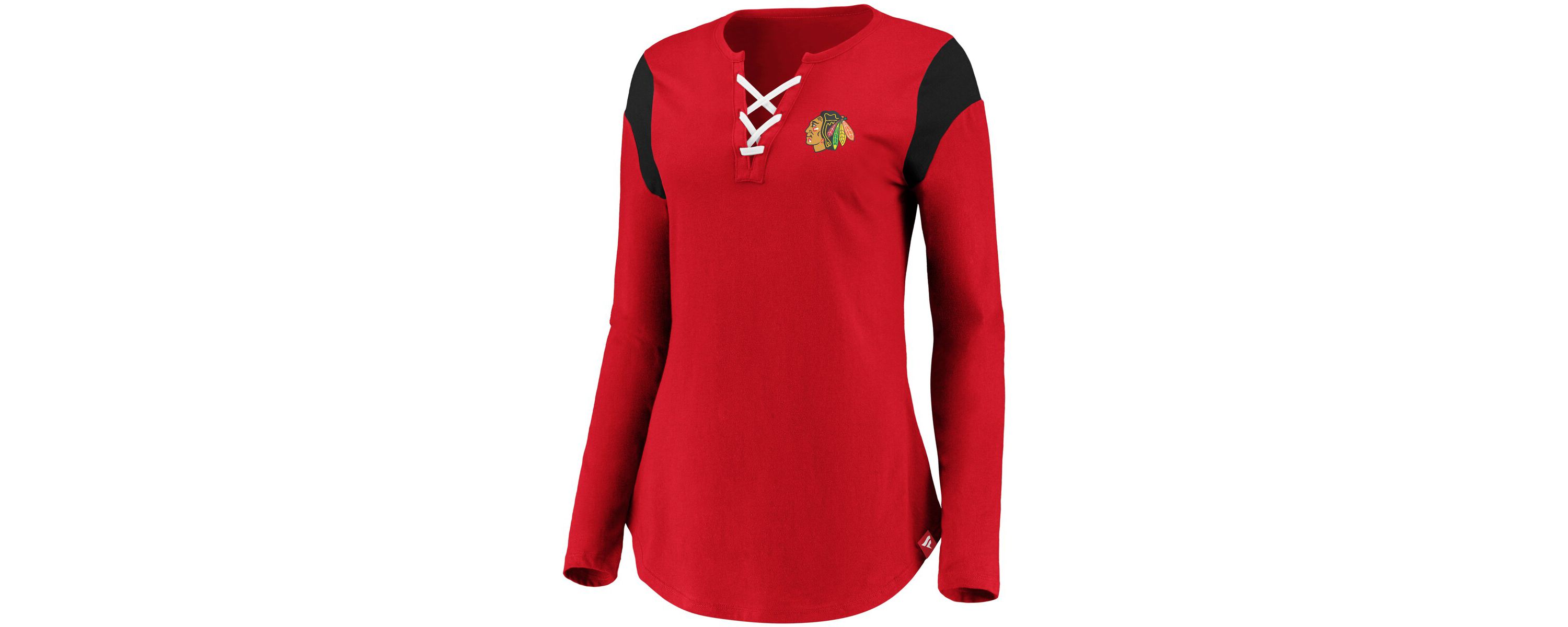 NHL Chicago Blackhawks Iconic Long Sleeve Lace-Up V-Neck T-Shirt