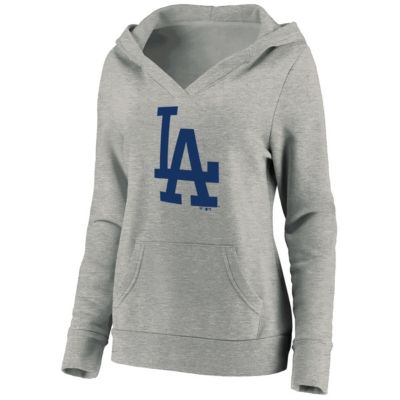 MLB Fanatics ed Los Angeles Dodgers Official Logo Crossover V-Neck Pullover Hoodie