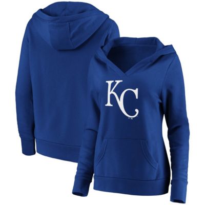 MLB Fanatics Kansas City Royals Official Logo Crossover V-Neck Pullover Hoodie