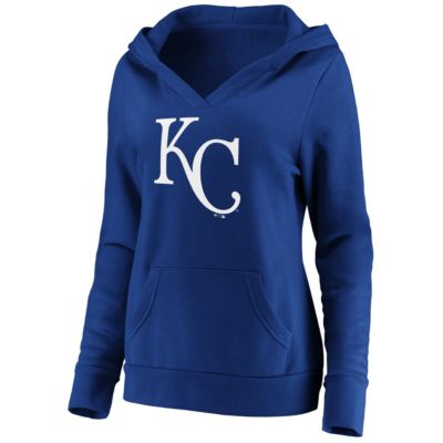 MLB Fanatics Kansas City Royals Official Logo Crossover V-Neck Pullover Hoodie