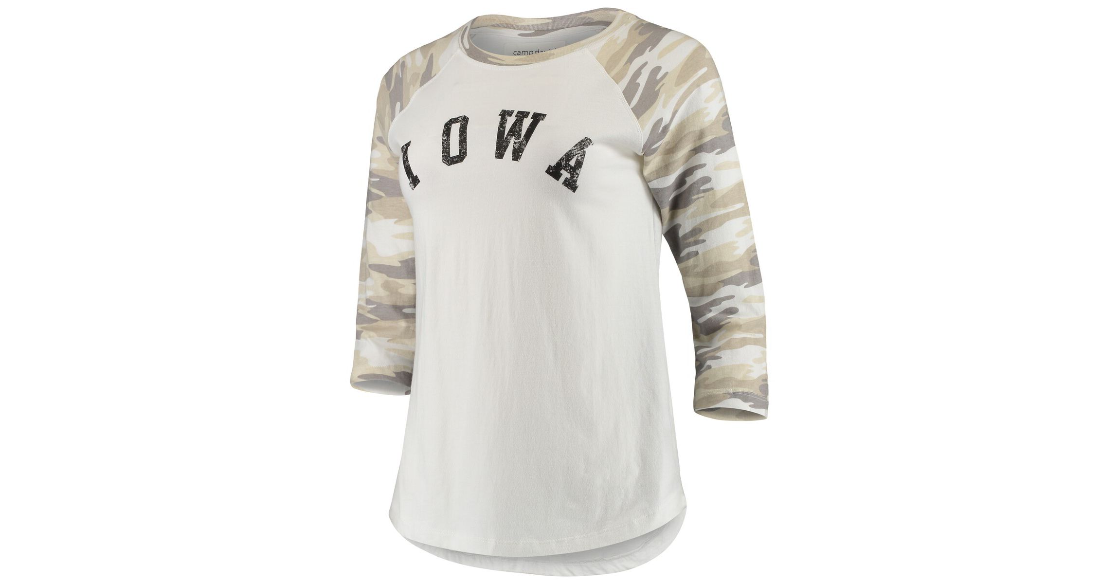 NCAA White/Camo Iowa Hawkeyes Boyfriend Baseball Raglan 3/4-Sleeve T-Shirt