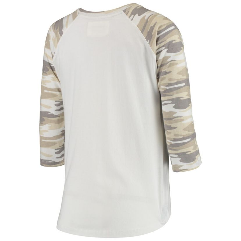 NCAA White/Camo Michigan State Spartans Boyfriend Baseball Raglan 3/4-Sleeve T-Shirt