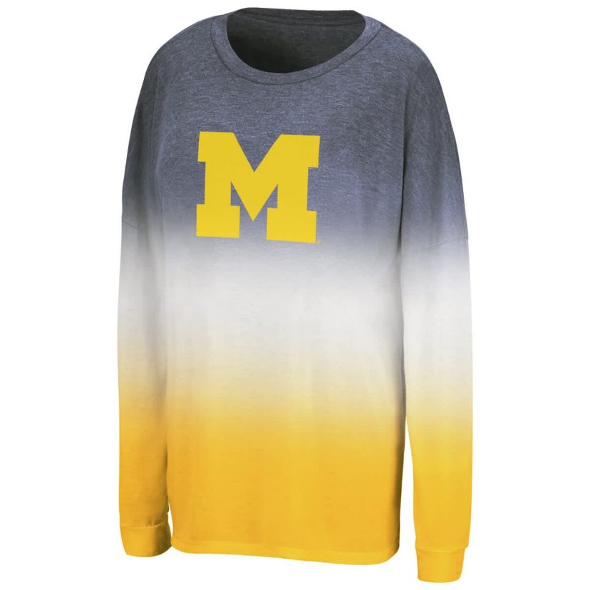 NCAA Michigan Wolverines Winkle Dip Dye Long Sleeve T-Shirt
