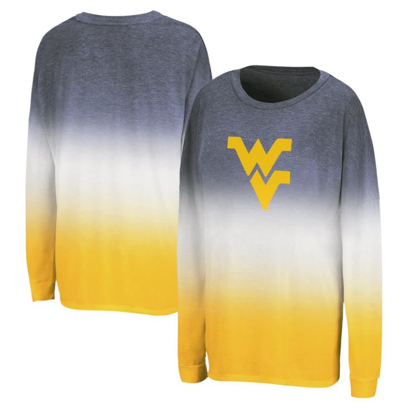 NCAA West Virginia Mountaineers Winkle Dip Dye Long Sleeve T-Shirt