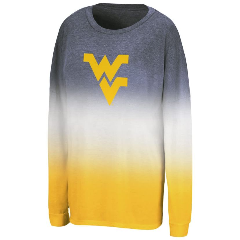 NCAA West Virginia Mountaineers Winkle Dip Dye Long Sleeve T-Shirt