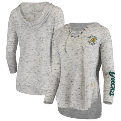 NCAA Oregon Ducks Space Dye Lace-Up V-Neck Long Sleeve T-Shirt