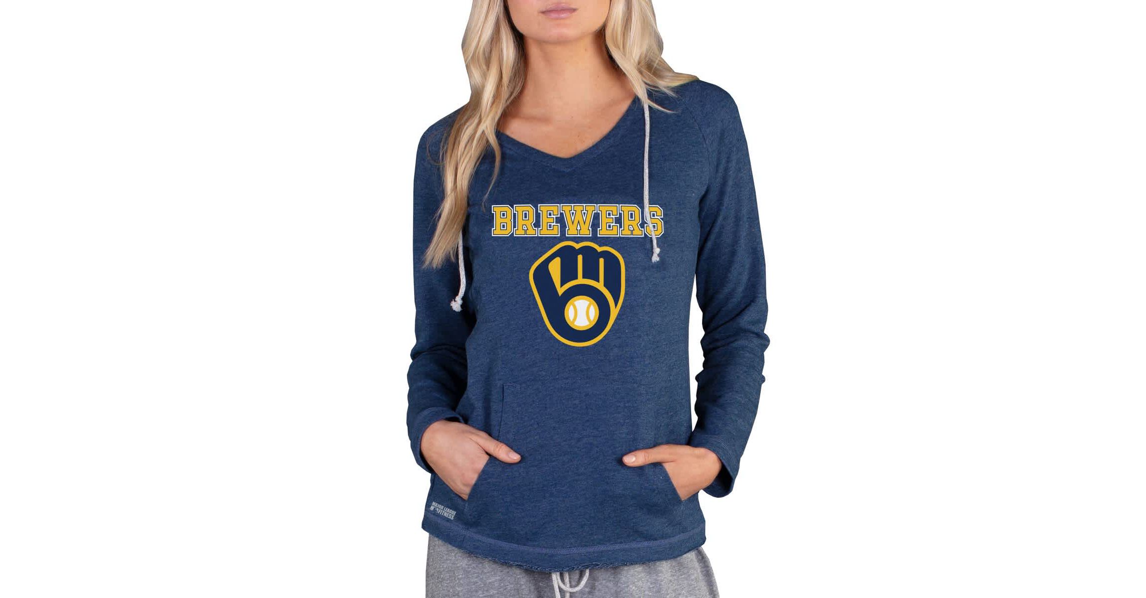 MLB Milwaukee Brewers Mainstream Terry Long Sleeve Hoodie Top