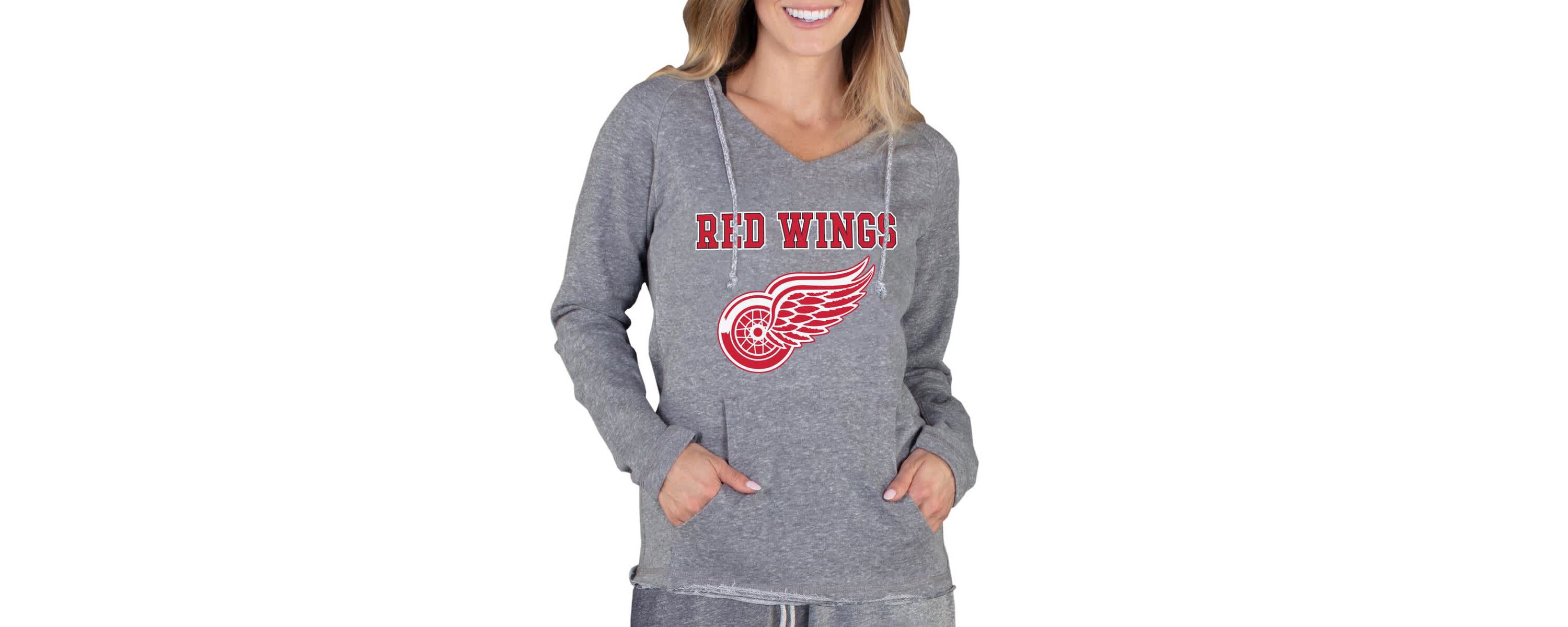 NHL Detroit Wings Mainstream Terry Tri-Blend Long Sleeve Hooded Top