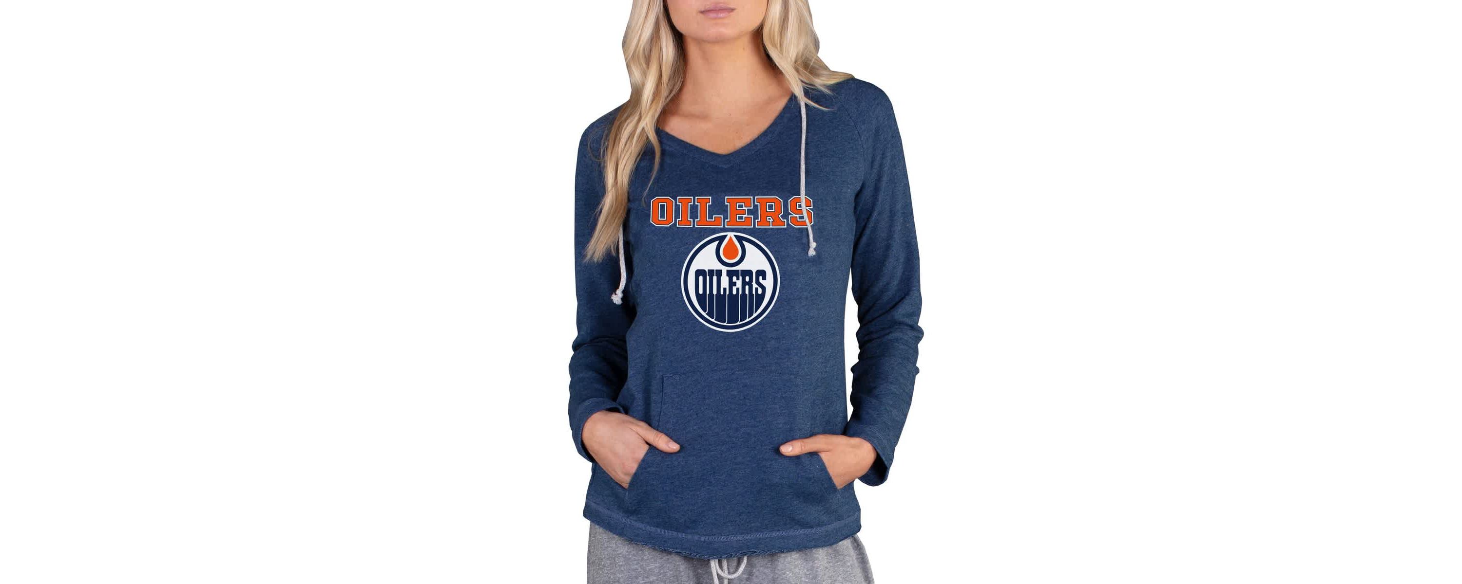 NHL Edmonton Oilers Mainstream Terry Tri-Blend Long Sleeve Hooded Top