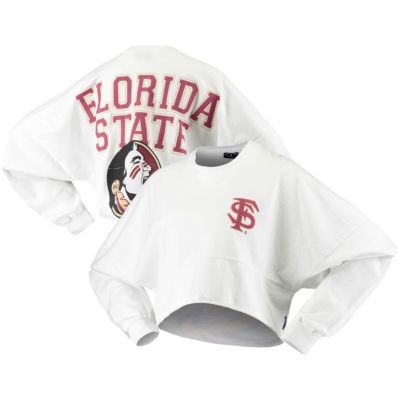 NCAA Florida State Seminoles Raw Hem Cropped Long Sleeve T-Shirt