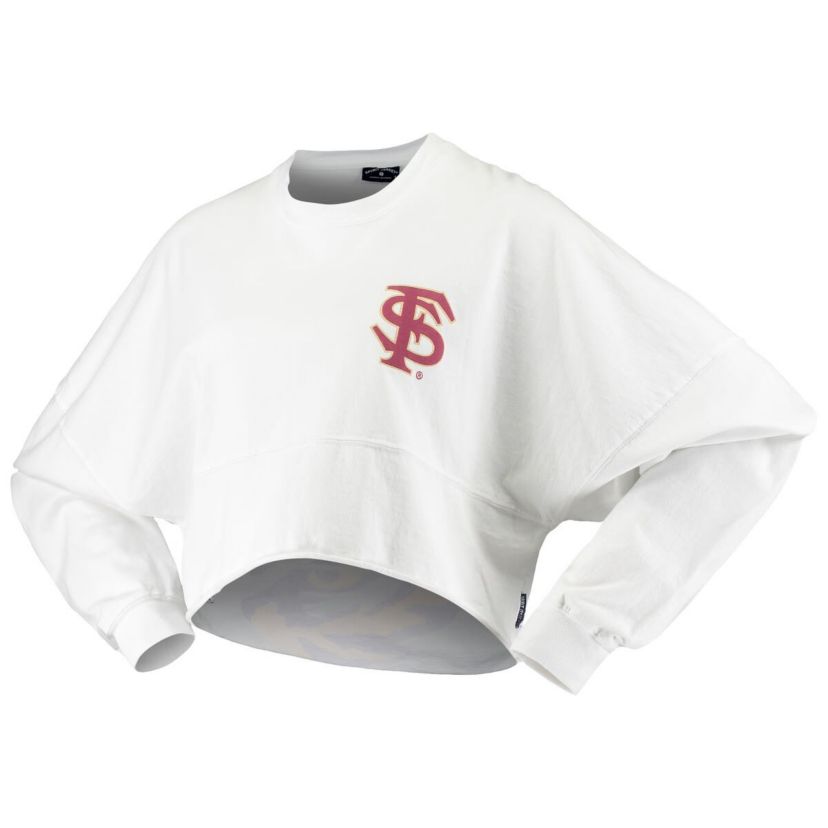 NCAA Florida State Seminoles Raw Hem Cropped Long Sleeve T-Shirt