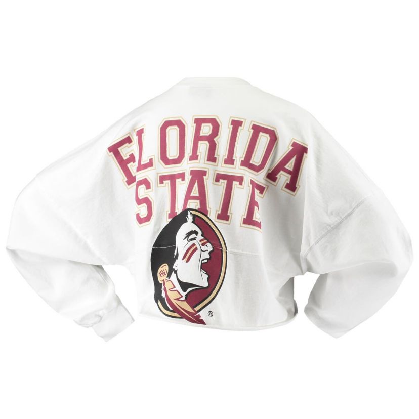 NCAA Florida State Seminoles Raw Hem Cropped Long Sleeve T-Shirt