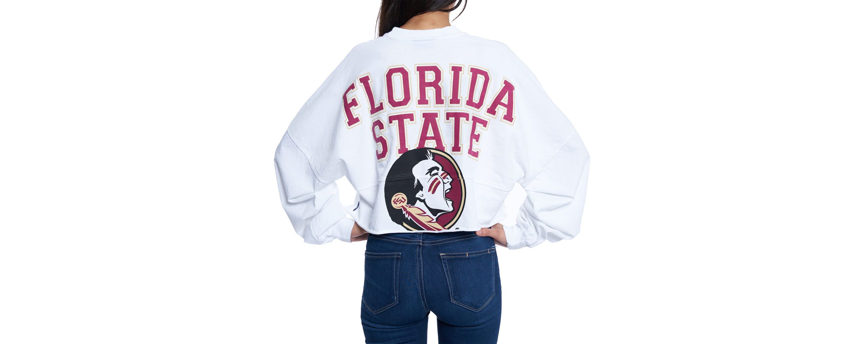 NCAA Florida State Seminoles Raw Hem Cropped Long Sleeve T-Shirt
