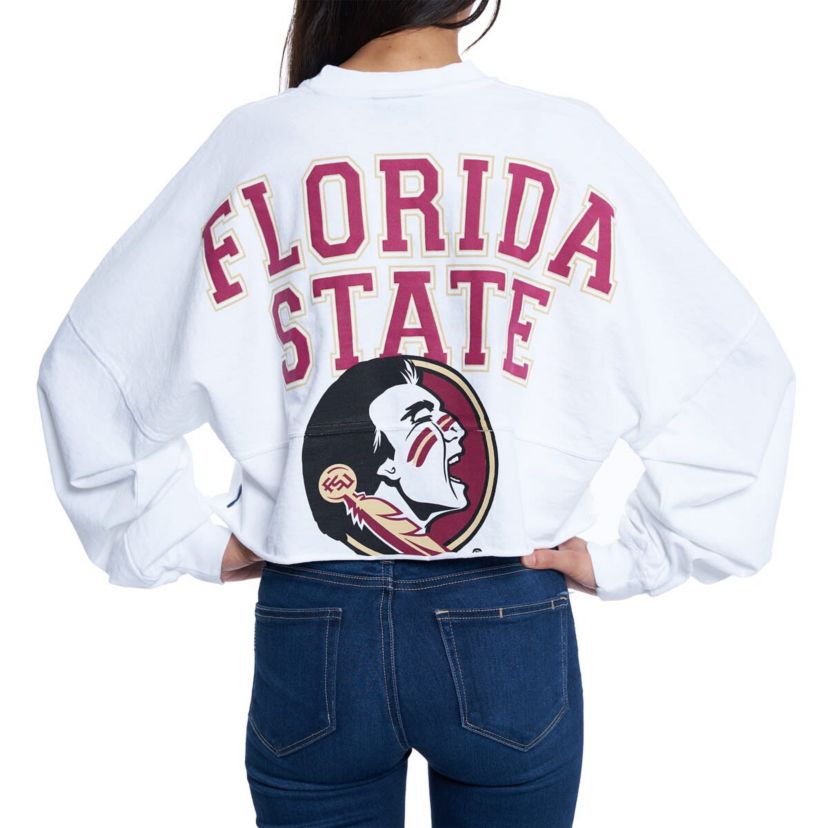 NCAA Florida State Seminoles Raw Hem Cropped Long Sleeve T-Shirt