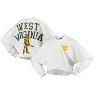 NCAA West Virginia Mountaineers Raw Hem Cropped Long Sleeve T-Shirt