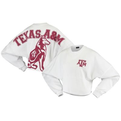 NCAA Texas A&M Aggies Raw Hem Cropped Long Sleeve T-Shirt